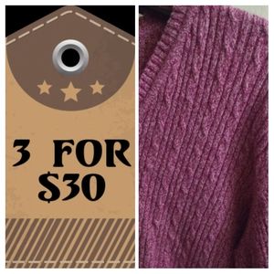100% Cotton Pink Cable Knit Sweater